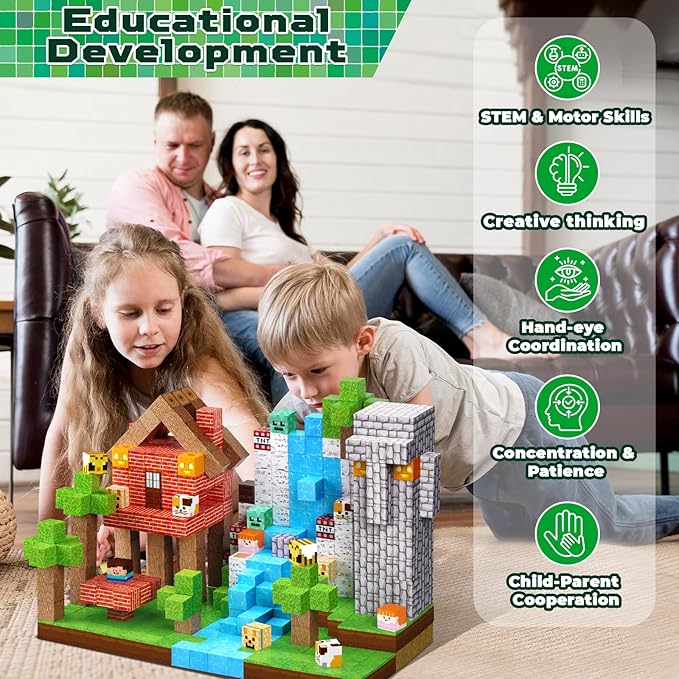 Magnetic Blocks - 150 PCS Build Magnetic Windmill Falls Homes - Magnetics Toys for Montessori Toddler Easter Christmas Birthday Gifts - STEM Sensory Toys for 3 4 5 6 7 8 9 10 Year Old Boys & Girls