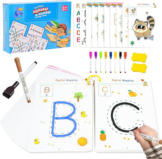 Fabeto Preschool Learning Activities, Letter Tracing Books for Kids Ages 3-5, Writing Practice for Toddler Busy Book, Montessori Educational Workbook for Kindergarten, Autism ABC Learn to Write Toy