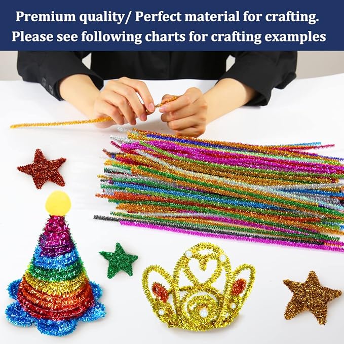 Pipe Cleaners, Pipe Cleaners Craft, Arts and Crafts, Crafts, Craft Supplies, Art Supplies (500 Red Glitter Pipe Cleaners)…