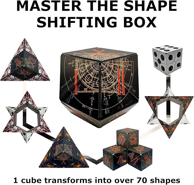 Shashibo Shape Shifting Box - STEM Fidget Toy with Ultra Strong Magnets - Sensory Puzzle Cube Transforms Into 100+ Shapes, Easter Basket Stuffers Gift for Kids, Teens, and Adults (Renaissance)
