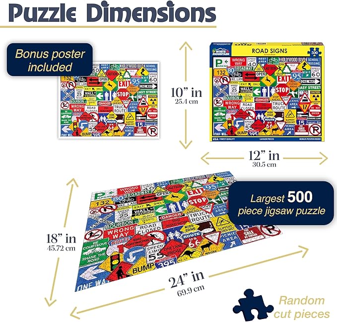 White Mountain Puzzles Road Signs - 500 Piece Jigsaw Puzzle