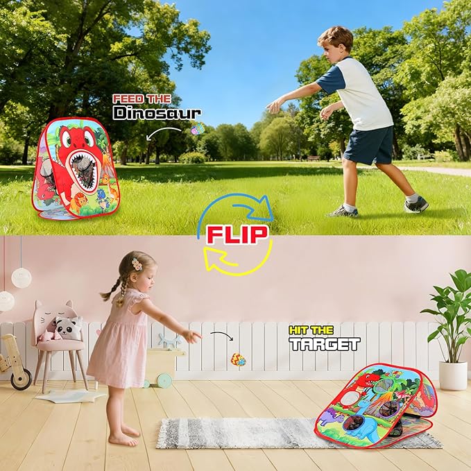Bean Bag Toss Game for Kids/Double-Sided Foldable Cornhole Board/Backyard Beach Yard Outdoor Toys for Kids Ages 4-8/5-Second Setup/Party Supplies for Kids
