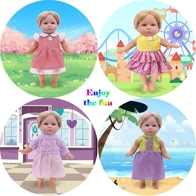 Girl Doll Clothes - 6 Complete Set 12 Inch Dolls Clothing Accessories for 12 13 14 Inch Dolls Clothes