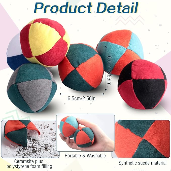 Liliful 24 Pcs 2.56 Inch Footbag Bulk Small Hacky Ball Multicolored Foot Indoor Toy for Kids Adults Teens Beginners Gifts Juggling Playing Games Party Favors