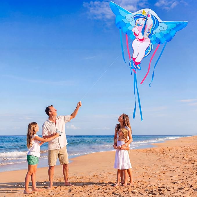 JOYIN 43.3'' Unicorn Kite Easy to Fly for Kids and Adults, Large Beach Kite for Outdoor Games and Activities