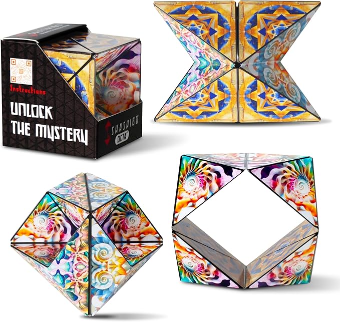 Shashibo Octa Shape Shifting Box - STEM Fidget Toy with Ultra Strong Magnets - Sensory Puzzle Cube Transforms Into 100+ Shapes, Easter Basket Stuffers Gift for Kids, Teens, and Adults (Atlantis)