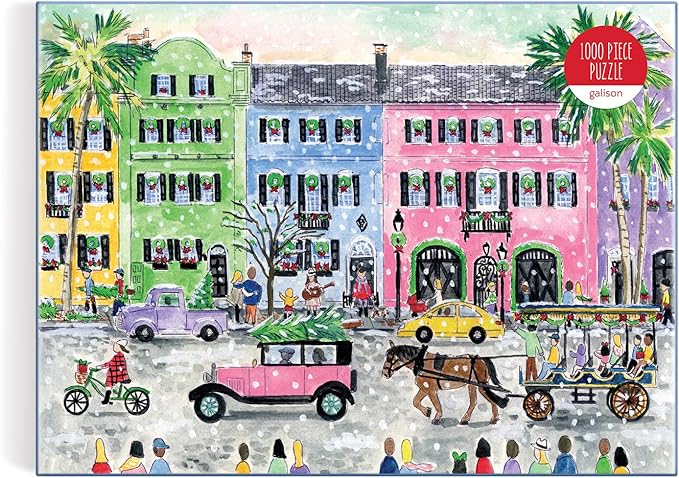 Michael Storrings Christmas in Charleston 1000 Piece Puzzle from Galison - Perfect Holiday Puzzle for Adults, Beautifully Illustrated Christmas Scene in Charleston, South Carolina, Fun Indoor Activity