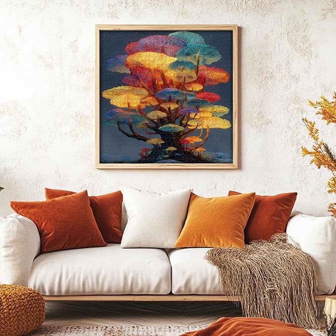 PICKFORU Gradient Mushrooms Jigsaw Puzzles 1000 Pieces for Adults, Colorful Nature Plant Puzzles, Difficult Impossible Art Puzzle