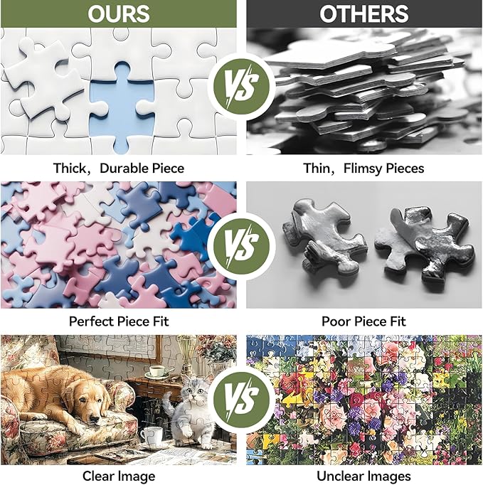 500 Piece Puzzle for Adults – Cats and Dog on Floral Sofa with Birds Jigsaw Puzzle, Challenging Perfect for Game Nights, 20.5 X 15 in