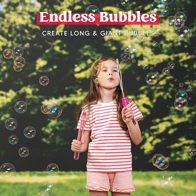 JOYIN 48 PCS 14.6’’ Big Bubble Wands for Kids, Bubble Wand with Refill Solution for Summer Toy Party Favor, Outdoors Toy Activity, Easter Basket Stuffers, Birthday Gift