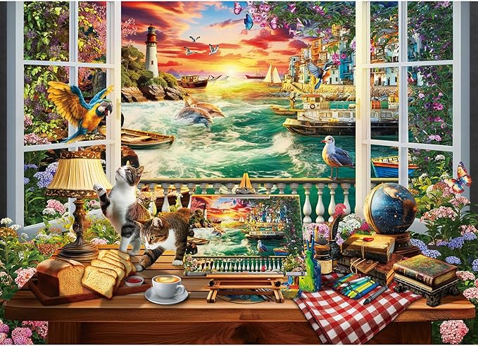 Puzzles for Adults 1000 Pieces, Jigsaw Puzzle for Adults, Fun Challenging Puzzle, Coast Window Puzzles Game, Interlock Perfectly No Dust, Gift for Valentine Friends Parents