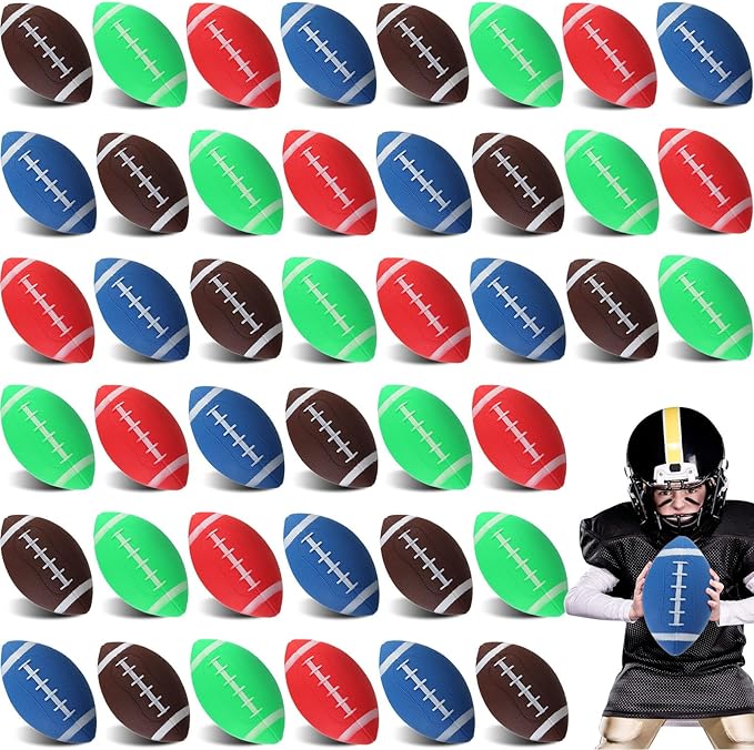 Sosation 36 Pcs Mini Inflatable Football Bulk Small Football Party Favors Themed Gifts Rugby Playground Toys for Outdoor and Indoor Games