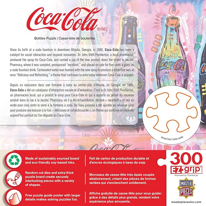 MasterPieces 300 Piece EZ Grip Jigsaw Puzzle - Coca-Cola Bottles - 18"x24"
