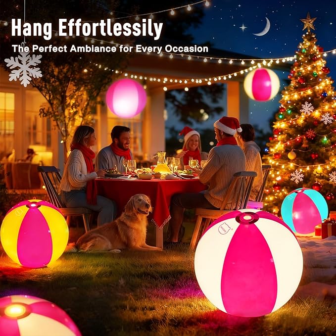 MIAOKE Funny and Playful Pool Toys 16 Inch 5 Pack- LED Beach Ball,Suitable for Pool Games Night Summer Pool Party,Outdoor Everybody Family Games