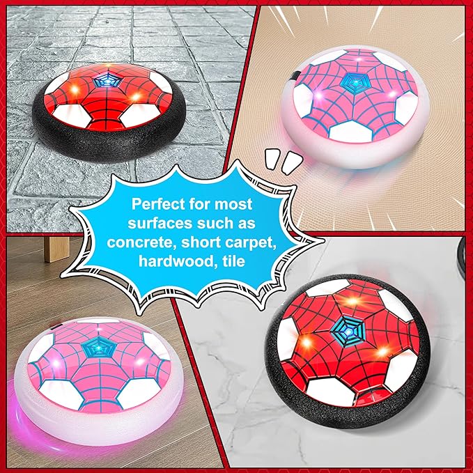 Hover Soccer Ball, 2 Pack - Indoor Soccer Toys for Kids, Cool Sports Games for Boys and Girls, Birthday Gifts（Red and Pink）
