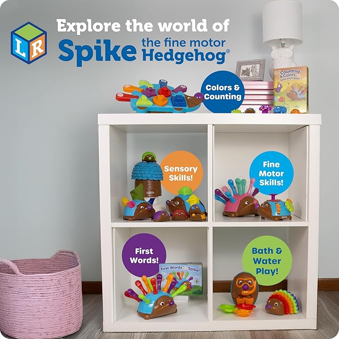 Learning Resources Spike The Fine Motor Hedgehog Pink - Toddler Montessori Toys, Stacking Shape, Gifts For Boys and Girls, Pattern Sensory Bin, Sorting Activities, Educational Games, Kindergarten