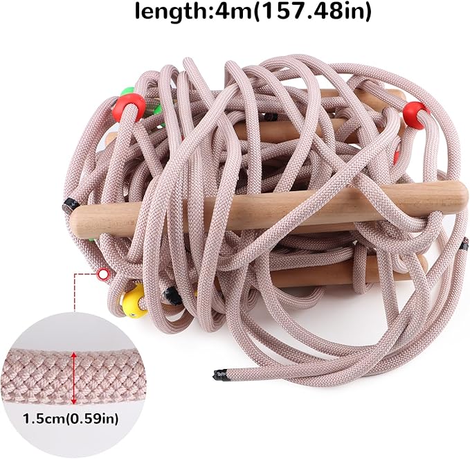 Goldmeet Outdoor Rope Bridge Ladder, 2M/6.56FT Climbing Rope Bridge for Outdoor Backyard Playground, Solid Wood Climbing Bridge Ladder for Equipment Sports Fitness Obstacle Training