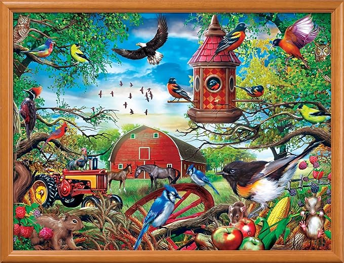 MasterPieces - 300 Piece Jigsaw Puzzle, Large EZ Grip Shapes, Farmland Frolic, Fun for Adults, Seniors, Family, Kids, Matte Finish, 18" x24