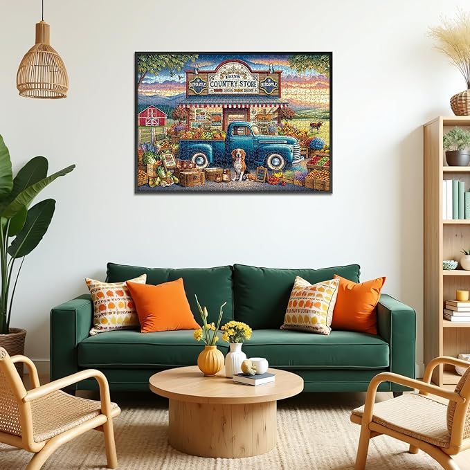 Rocorose Jigsaw Puzzles for Adults 1000 Pieces, Country Shop Puzzle Challenging Game Night Jigsaw Puzzle with Families Great Gift Home Decoration Fruits and Vegetables Large Puzzles