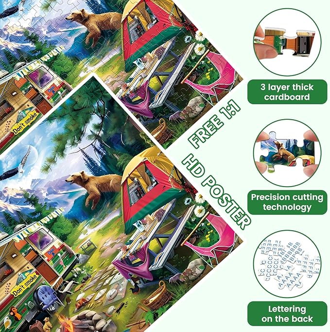 300 Piece Puzzle for Adults, Wild Animal Jigsaw Puzzles 300 Pieces, Recycled Cardboard Large Piece Jigsaw Puzzles 300 Pieces, Engaging Educational Toys Great Gift for Boys Girls, 20.5x15 in