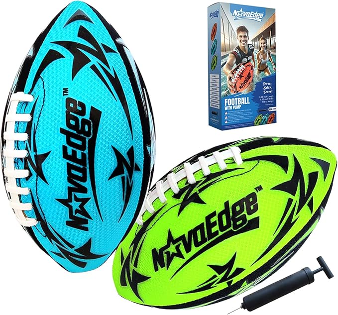Hydro Water Football - 9.25-Inch Mesh Outer with Rubber Bladder | for All Ages - Pool, Lake, Beach Play | Textured Grip with Real Laces | Includes Pump | Choose 1 or 2 Ball Pack