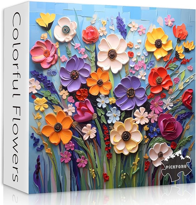 Colorful Flower Puzzles for Adults, Mosaic Plant Floral Puzzle Art, Spring Flower Garden Jigsaw Puzzles 1000 Pieces Painting
