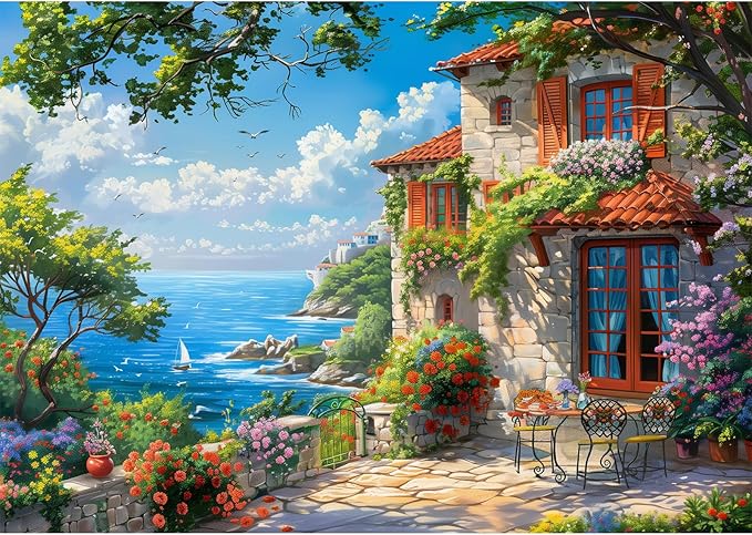MISITU 1000 Pieces Jigsaw Puzzles for Adults 1000-Pieces Puzzles Art Jigsaw Puzzles Impossible Hard Difficult Challenging Puzzles for Adults Seaside Beach Puzzle 28 x 20 inch