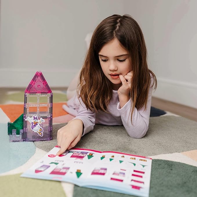 Tytan Official Disney Junior Minnie Mouse Magnetic Character Tile Set – 21-Piece STEAM Building Toy with Reusable Stickers & Instruction Manual – Educational Toy for Kids Ages 3+