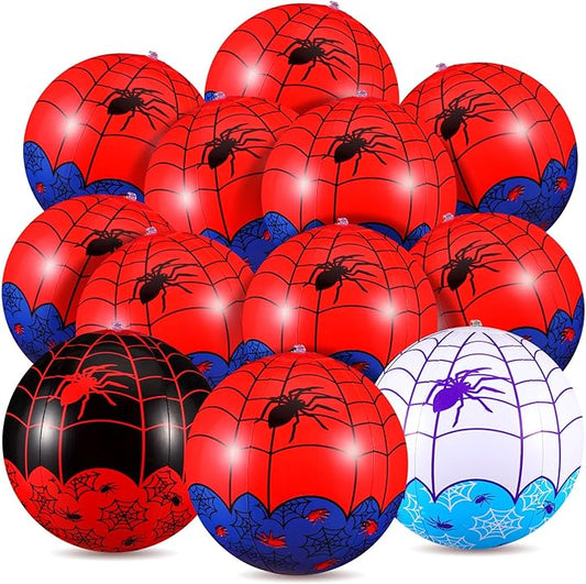 12 Pcs Spider Web Beach Ball 7.87 Inch Inflatable Pool Toys mini Beach Ball Bulk for Summer Swimming Pool Party Favors Water Games