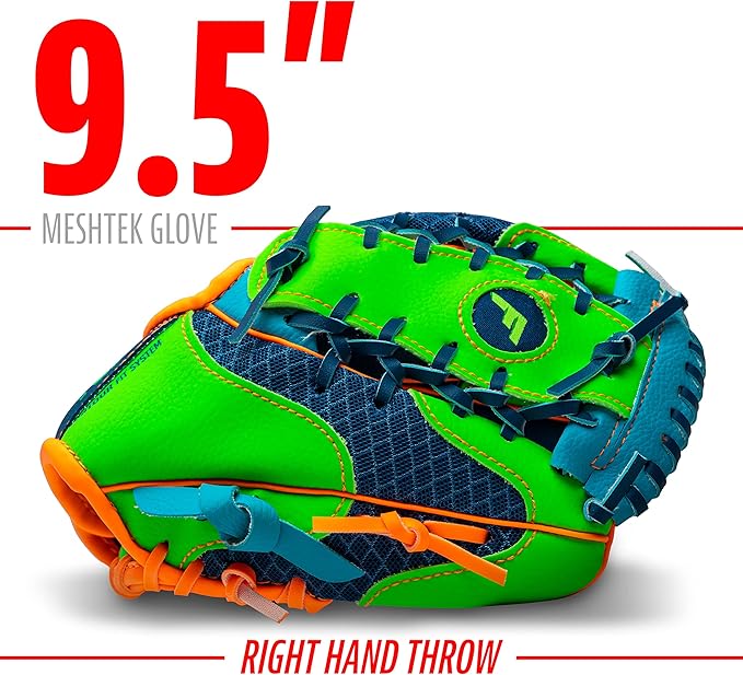 Franklin Sports Kids Baseball Glove + Foam Ball Sets - Meshtek Youth Teeball Gloves for Kids + Toddlers - Left + Right Hand Throw - 9.5" Inch
