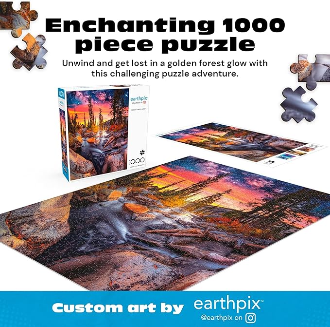 Buffalo Games - Forest Magic Hour - Earthpix - Scenic Landscape - 1000 Piece Jigsaw Puzzle for Adults - Challenging Nature Art Perfect for Game Nights - Finished Size is 26.75 x 19.75