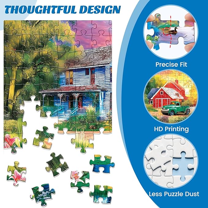 500 Pieces Puzzle for Adults,Country Life Puzzle,Recycled Cardboard Nature Landscape Jigsaw Puzzles 500 Piece,Challenging Game Home Decor Birthday Party Gift Toy for Adults Seniors 20.5 * 15 in