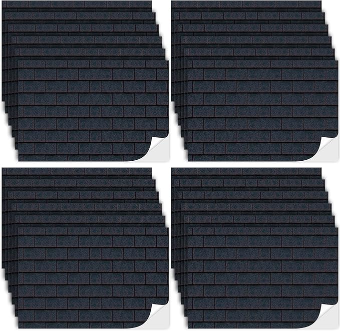 Flutesan 12 Pcs Miniature Dollhouse Wallpaper and Flooring Peel and Stick Mini DIY Self Adhesive Dollhouse Accessories 8.27 x 11.69 Inch (Roof Shingles Black Rectangular)