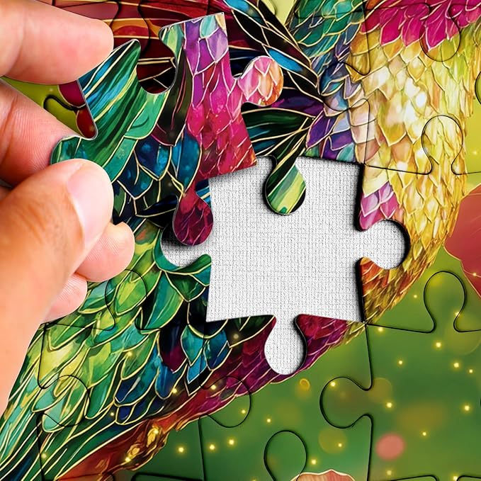 Stained Glass Hummingbird Puzzles for Adults 1000 Pieces, Magic Aesthetic Flower Bird Jigsaw Puzzles, Colorful Art Nature Plant Floral Hibiscus Puzzle