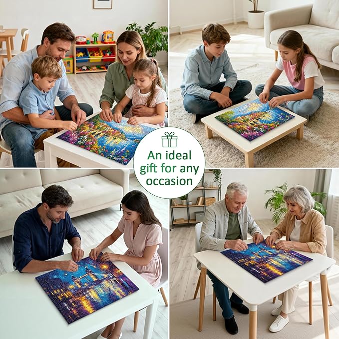 Puzzles for Adults 1000 Pieces, 2 Pack Unique Jigsaw Puzzle for Adults, Garden Town and Darkness Theme, Idea Family Games, Challenging Puzzles for Game Night