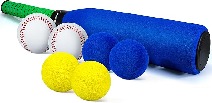 CeleMoon 22 Inch Kids Foam Soft Baseball Bat Toys with 6 Balls for Kids Toddlers Youths Outdoor Indoor Sport T Ball Game Playing, Blue