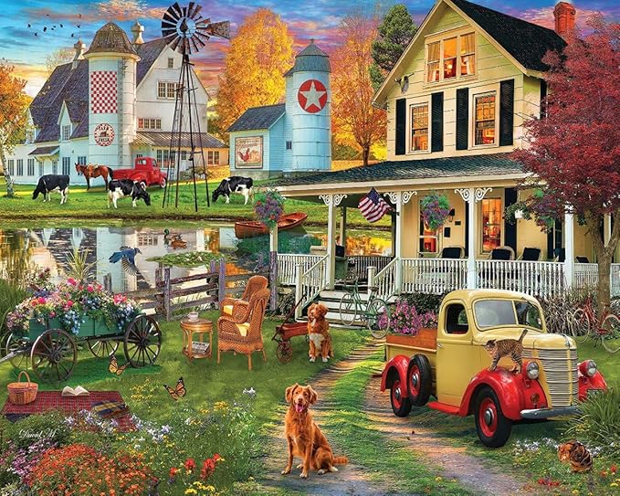 White Mountain 1000 Piece Jigsaw Puzzle Rustic Farmhouse Puzzles with Large Pieces for Adults and Family 24"x30" - Country Retreat