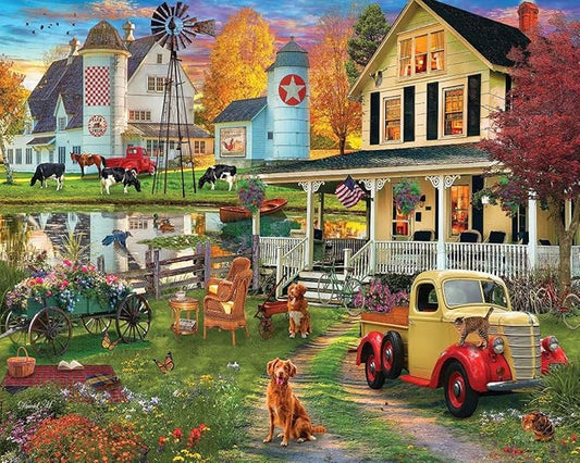 White Mountain 1000 Piece Jigsaw Puzzle Rustic Farmhouse Puzzles with Large Pieces for Adults and Family 24"x30" - Country Retreat