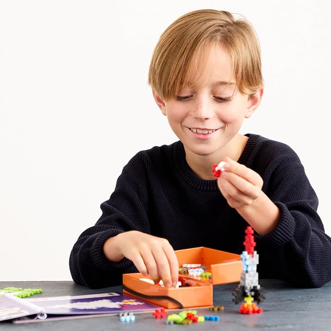 Plus Plus Puzzle By Number Activity Pad, Kids Travel Activities, Interlocking Mini Building Blocks, 3D Puzzle Stem Toy for Kids - Space