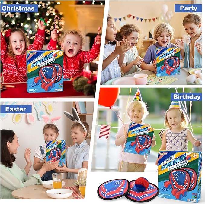 Toss and Catch Ball Game - Baseball Glove Style - Toddler Activity Toys for Boys Girls 3 4 5 6-8 Year Old - Birthday Gifts Easter Basket Stuffers - Kids Outdoor & Indoor Games for Beach Yard Lawn