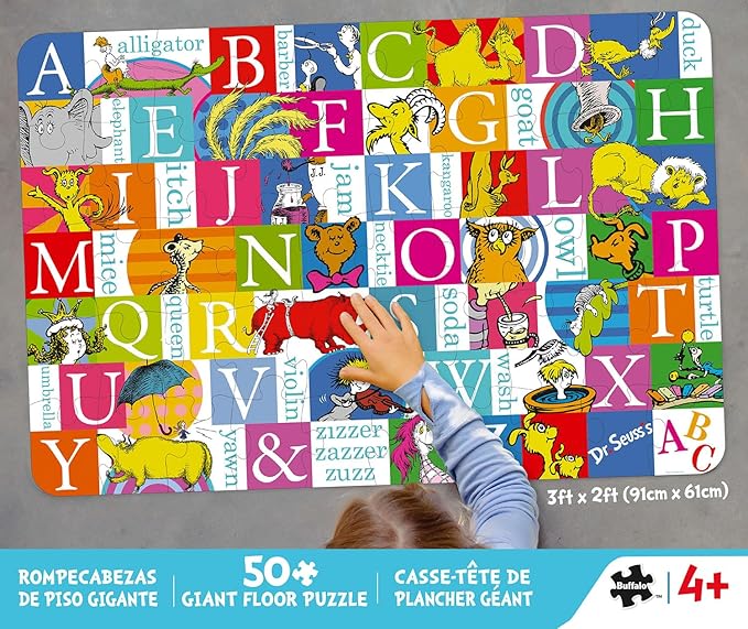 Buffalo Games Dr. Seuss Alphabet 50 PC Floor Puzzle - Family Fun Extra Large Jigsaw - Finished Size is 3' x 2'