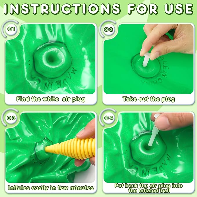 Lewtemi Hopper Ball for Adults, 29 Inch Bouncing Ball Hippity with Handle Rubber Hop, Jumping Hopping Exercise with Air Pump for Outdoors Sports Exercise (Gradient Green)