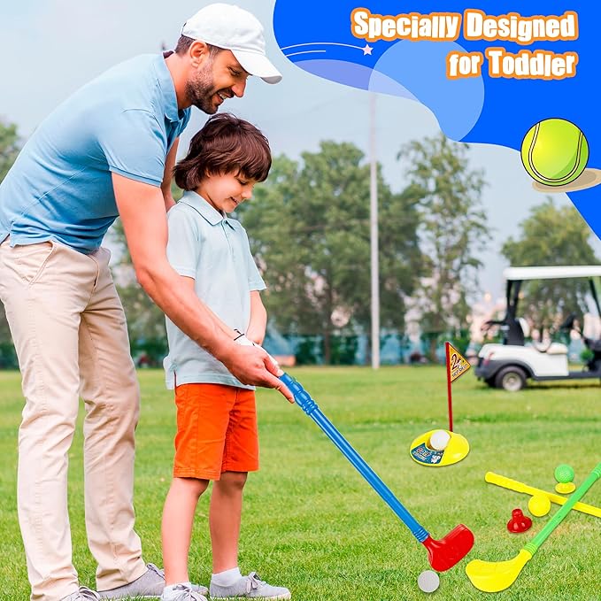 20 Pcs Kids Plastic Mini Golf Plastic Golf Clubs Toddler Golf Set for Toddlers Outdoor Indoor Educational Golf Birthday Christmas Party Gifts, 3 Colors