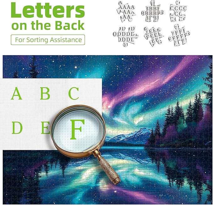 Blueforest 1000 Piece Puzzles for Adults, The Lake Water & The Arctic Aurora Puzzle for Adults, Hard Challenge Art Jigsaw Puzzles, for Gifts Birthday Party Games Family, 27.5 * 19.7 inch Dust Free