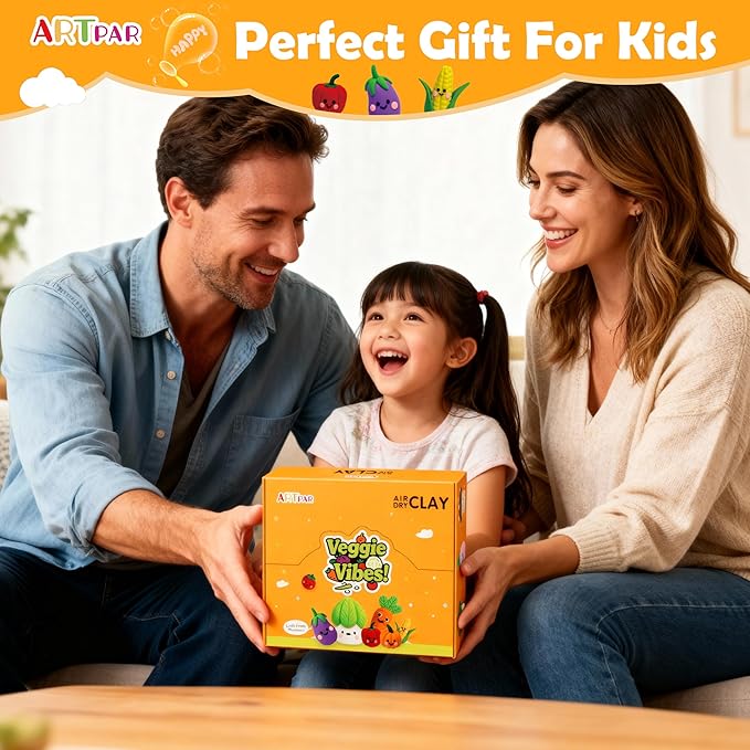 Air Dry Clay Kit for Kids - Vegetable Modeling Magic Clay Set, Soft & Non-Sticky with Tools & Tutorials, DIY Classroom Art Activities,School Crafts & Party Favors Birthday Festive Gifts