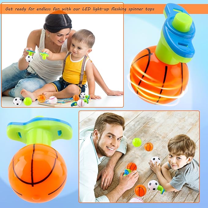 24 Pcs Light Up Spinning Tops Launcher with Motion Gyroscope Colorful Novelty LED Spinning Tops Toys for Goodie Bag Fillers Classroom Prizes Birthday Sports Party Favors