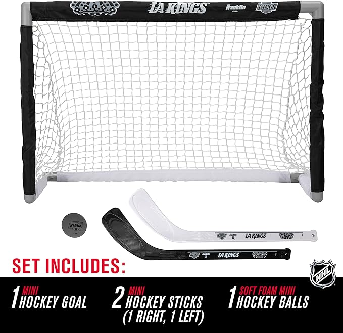 Franklin Sports NHL Mini Hockey Set - Kids Indoor Knee Hockey Goal, Ball, + 2 Stick Combo - Youth Team Indoor Toy Set - Official - Ages 3+