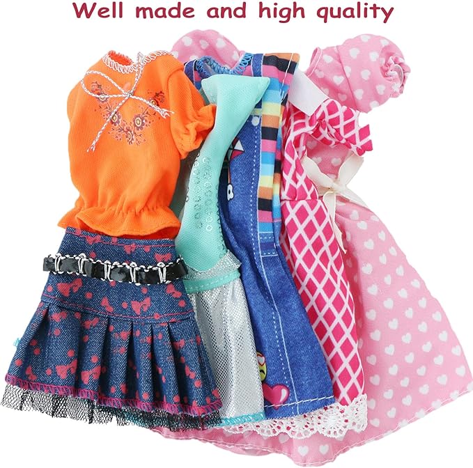 5 Sets Fashion Doll Clothes Dresses Tops and Pants for 11.5 inch Girl Doll Outfits Random Styles Doll Accessories
