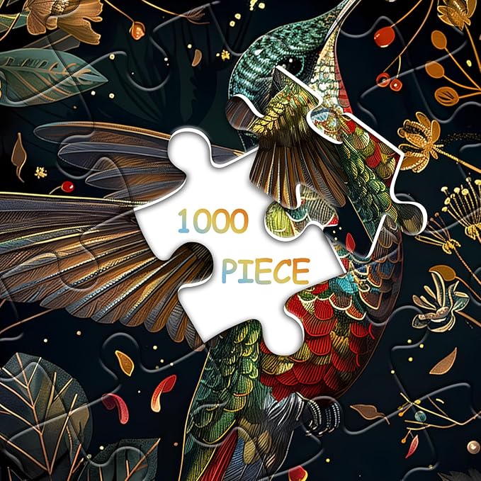 Vintage Hummingbird Puzzles for Adults 1000 Pieces, Colorful Flower Hummingbird Jigsaw Puzzles with Animals, Beautiful Bird Floral Impossible Nature Art Themed Puzzle, Hard Challenging for Adults