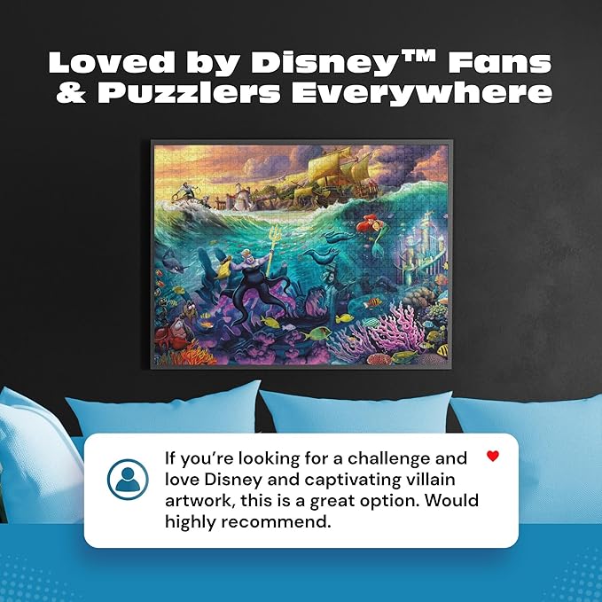 Buffalo Games - Thomas Kinkade Disney Ursula 1000 Piece Puzzle Silver Select Premium Jigsaw Puzzle with Full Color Reference Poster
